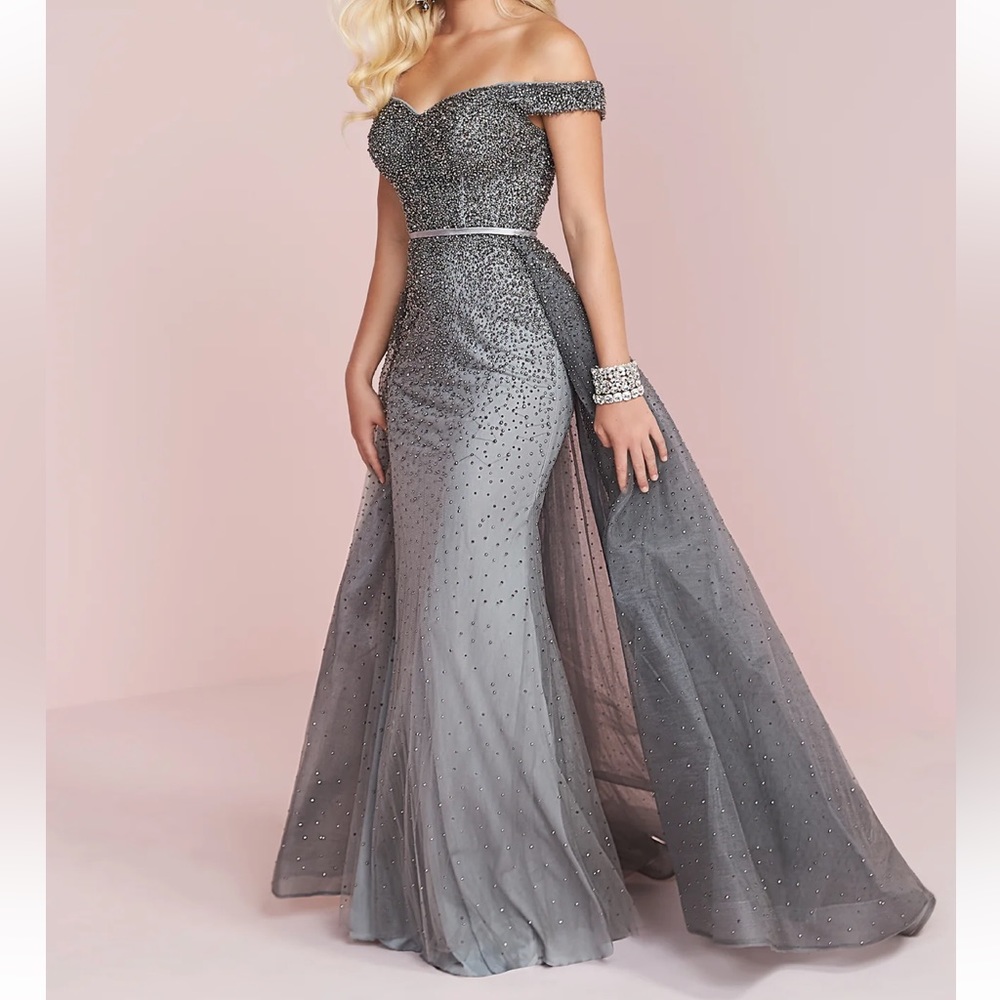 Panoply Gunmetal Beaded Gown Size 12